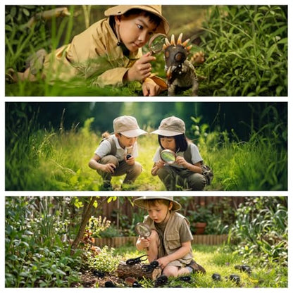 Leking Bug Catcher Kit for Kids 5 Pcs, Kids Outdoor Explorer Kit with Butterfly Net, Insect Observation Cage, Tweezers and Magnifying Glass, STEM Learning Bug Catching Set for Toddler Age 3-12