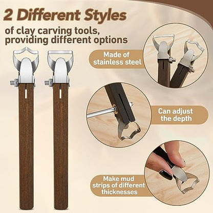 2 Pcs Pottery Handle Making Tools, Adjustable Clay Cutters,Simple Style - style: Simple Style