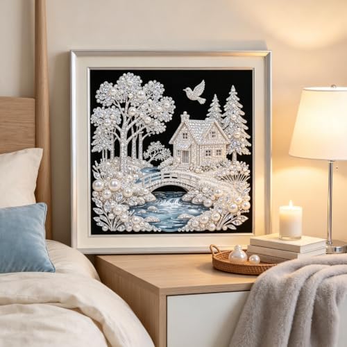 BYGFHLYW Pearl House Diamond Painting Kits for Adults,5D Diamond Art - color: PL25-1