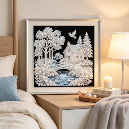 BYGFHLYW Pearl House Diamond Painting Kits for Adults,5D Diamond Art - color: PL25-1