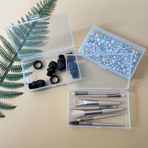 8 Pcs Plastic, Mini Clear Bead Storage Boxes with Hinged Lid and Rectangular Clear Craft Storage Boxes, Jewelry and Organizer,Nail Tool Box,Circuit board storage(8, 5.3" x 3.1" x 1.2") - size: 8 Pieces Same Size