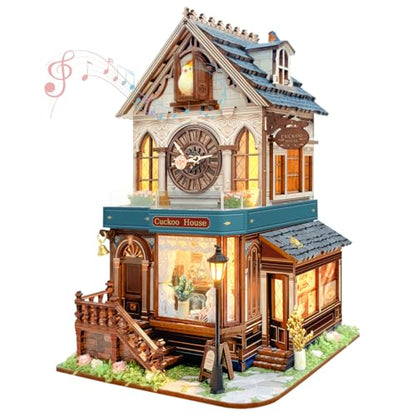 3D Wooden Puzzles for Adults DIY Miniature Cuckoo Clock House Kit - color: Cuckoo House