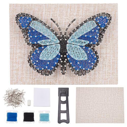 WEBEEDY DIY String Art Kit Blue Butterfly Craft Kit Creative Craft Kits 3D String Art Supplies for Adult Christmas Holiday Home Wall Table Decorations Gift - color: Blue Butterfly
