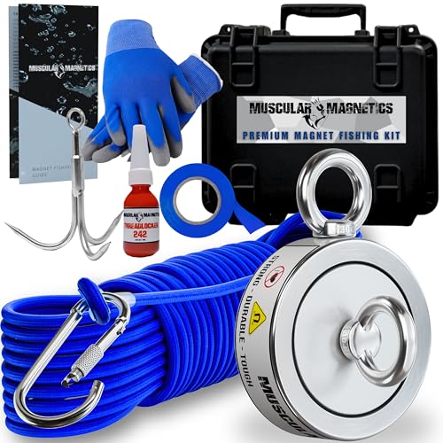 1325 lbs Large Magnet Fishing Kit | Complete Double Sided Fishing Magnet | Includes Strong Neodymium N52 Magnets, Durable 100ft Rope, Grappling Hook + More | Outdoor Treasure Hunting & Metal Detecting