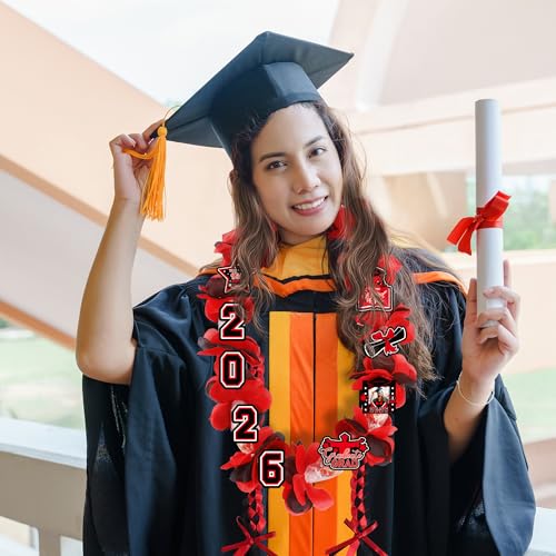Money Leis for Graduation 2026 - Graduation Leis 2025 Red Graduations Leis - color: Money Leis - Red Black