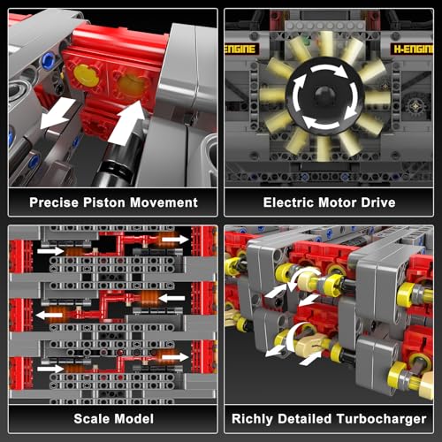 NUTCRACKER Flat Engine Building Set, V8 Model Engine Kit, Mini Engine Scale Model with Motor That Works, DIY STEM Project Building Toy, Creative Birthday Gift for Adult Boys 14+ (2375 Pieces)