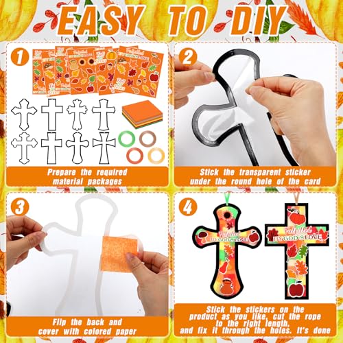 DoubleFill 48 Pcs Fall for Jesus Suncatchers Craft, Christian Fall Crafts - style: Fall for Jesus