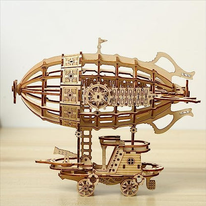 3D Wooden Puzzles Airship Model Kits, Brainteaser and Puzzle for Christmas/Birthday,Gifts for Adults and Teens to Build Combination - style: Airship