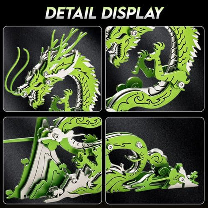 3D Metal Puzzle Mechanical Model Kit Cyan Dragon Stainless Steel - color: A8-cyan Dragon
