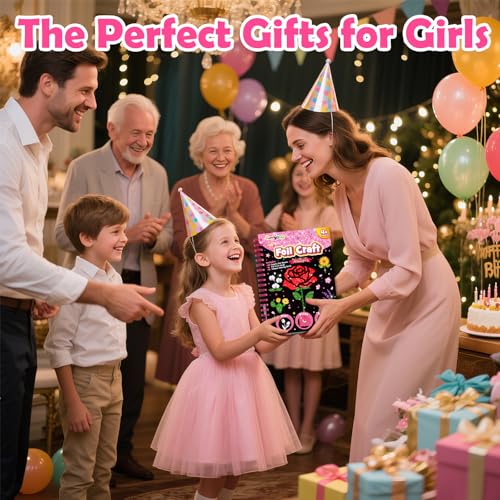 FUNNYB&G Foil Art Craft Kit for Kids, Sparkly Birthday Gift Toy for Girls - style: Flower