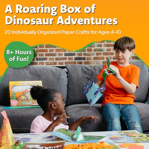 Craftikit® 20 Award-Winning Dinosaur Crafts for Kids - All-Inclusive Fun Dinosaur Crafts for Kids Ages 3-10 - Organized Toddler Craft Kit - color: Dinosaur