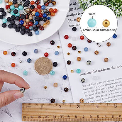 SUNNYCLUE 1 Box Solar System Planet Bead Natural Gemstone Beads 6mm Bulk Multilayer Beading Bracelet Making Kit Lava Rock Loose for Jewelry Making Universe Galaxy Sewing Scissors - color: 6mm Beads Gift Box