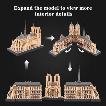 Architecture Notre-Dame de Paris Model Building Block Set, Openable Architecture Model Micro Building Kit Collection Building Toy - color: Notre-dame De Paris-openable