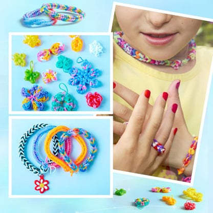 INSCRAFT 2590+ Colorful Loom Band Kit, 28 Colors Bracelet Making Kit with Storage Case, 100 Clips, 152 Beads, 20 Pendants, 5 Backpack Hooks and 1 Instructions, Christmas Birthday Gift for Girls Boys