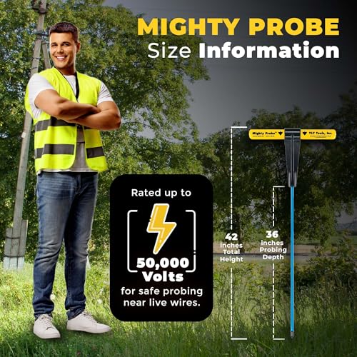 T&T Tools 42-Inch Mighty Probe Metal Soil Probe – 3/8" Round Rod - 1 Pack - size: 42-Inch Long Overall w/ 3/8" Metal Round Rod