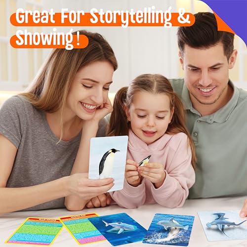 12 PCS Plastic Marine Animal Figurines with 12 Introduction Flashcards, Ocean Animals Learning Recognition Cards Realistic Undersea Animal Figures Educational Learning Toy Set for Kids, Classroom - style: Marine Animal Set (including cards)