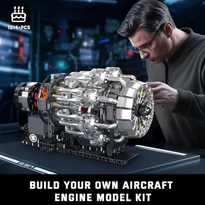 Mould King 10216 Turbojet Engine Building Sets, Mechanical Aviation Aircraft Engine Model Kit That Runs, Build Your Own STEM Model Engine, Gift for Age 14+/Adult Collections Enthusiasts (1214+ PCS) - style: MK-10216