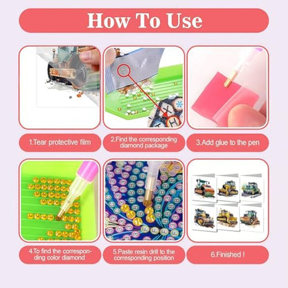DDGYP DIY Diamond Art Kits for Adults, Greeting Cards for Holiday Birthday - color: Excavator