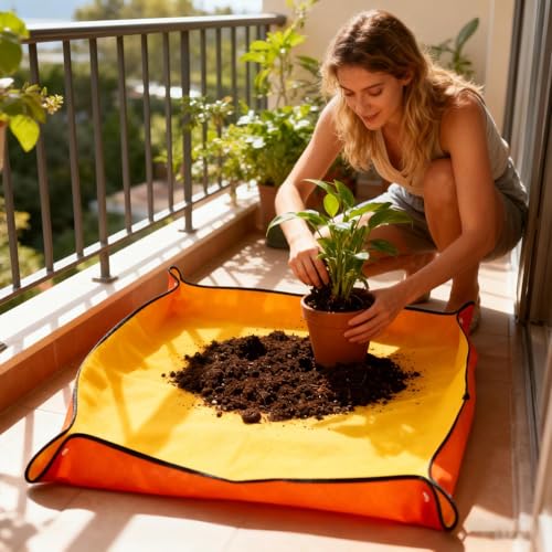 Repotting Mat 1x1m Foldable Gardening Accessories - color: Yellow
