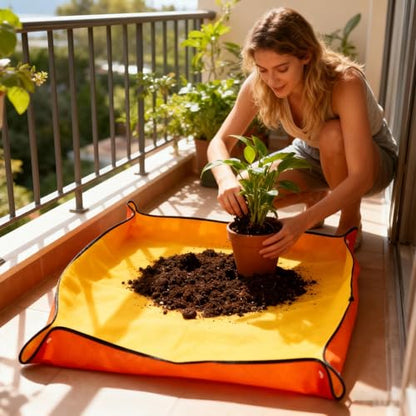 Repotting Mat 1x1m Foldable Gardening Accessories - color: Yellow