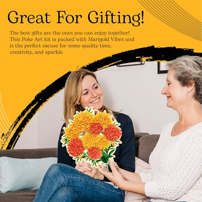 Unwynd Poke Art Marigold Flower Bouquet Kit for Adults, Women and Teens - style: Marigold