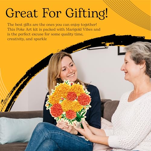 Unwynd Poke Art Marigold Flower Bouquet Kit for Adults, Women and Teens - style: Marigold