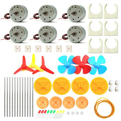 EUDAX 6 Set Mini Generator Motors 3V-12V DC Motor Electric Motor with Propellers Fan Leaf for DIY Electronic Toys Wind Turbine Hand Cranked Power Model School Project Educational Physics Experiment