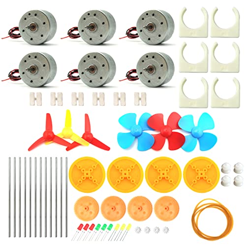 EUDAX 6 Set Mini Generator Motors 3V-12V DC Motor Electric Motor with Propellers Fan Leaf for DIY Electronic Toys Wind Turbine Hand Cranked Power Model School Project Educational Physics Experiment