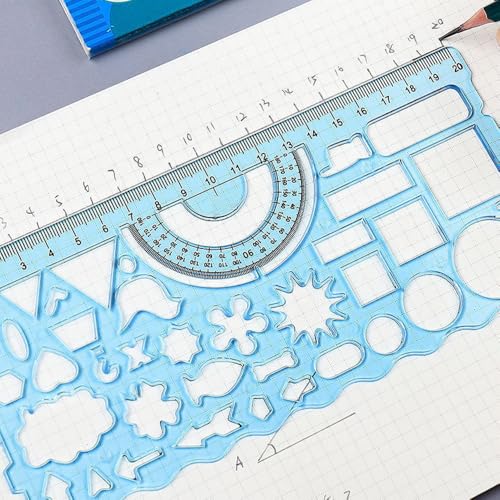 A Set of 2 Different Geometric Drawing rulers, Student Multifunctional Painting Ruler, Two-in-one Set, Learning Supplies, Geometric Art Painting Ruler