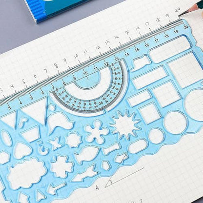 A Set of 2 Different Geometric Drawing rulers, Student Multifunctional Painting Ruler, Two-in-one Set, Learning Supplies, Geometric Art Painting Ruler