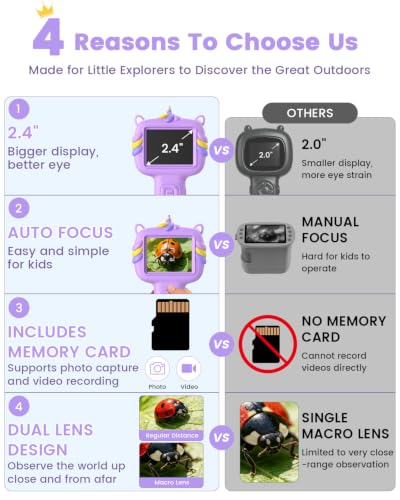 Kids Microscope Outdoor Toys - Handheld Microscopes Autofocus - color: Purple