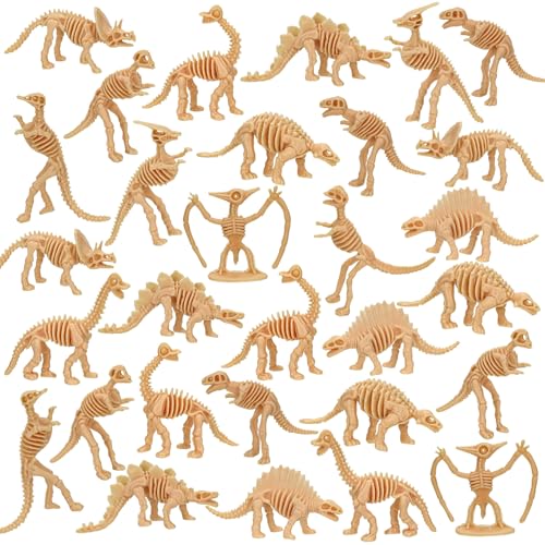 30 PCS Dinosaur Fossil Skeletons, Assorted Dinosaur Skeleton Toys Figures for Science Play Dino Sand Dig Party Favor Decorations (Dino skeletonD) - style: dino skeletonD