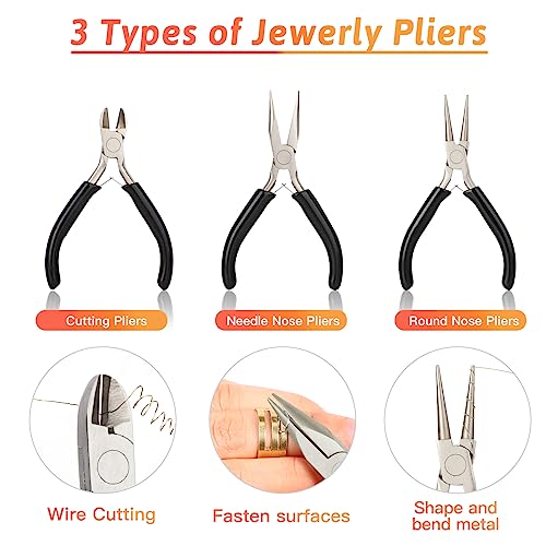 Giwaelro Jewelry Making Kit for Adults, Jewelry Making Supplies with Pliers, Wires, Findings, Necklace Chains, Magnifier and Storage Bag - color: Black