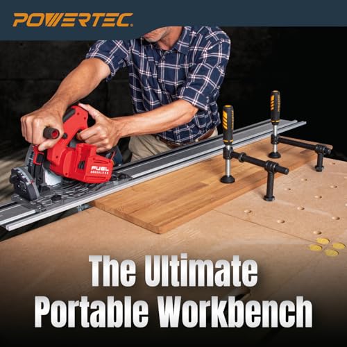 POWERTEC Arachni-Flex 24" x 48" Foldable Workbench Tabletop - Portable Work Surface with Pre-drilled Dog Holes, T-Tracks & Quick-Insert Locks for Arachni Flex Woodworking Collapsible Workstand (72034) - style: Tabletop - Dog Hole/T-track