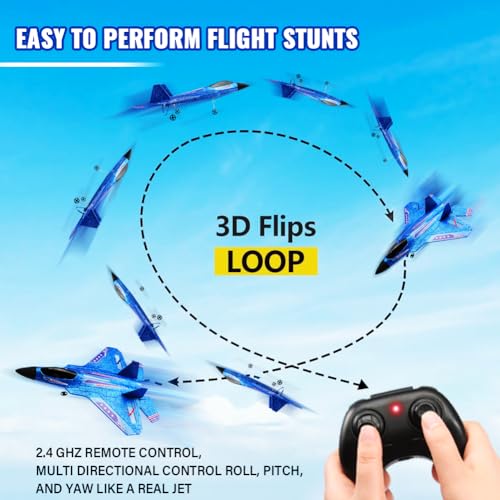 F-22 Raptor 2.4GHz RTF RC Fighter With 6-Axis Gyro For Kids Beginners - color: Blue Kf803