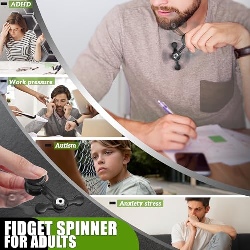 Fidget Spinner Toy for Adult Cool Gadgets Gifts for Teen Boy Metal Silent Figette Office Desk Toy Anxiety Stress Relief Item Quiet Calming Down Autism ADHD Tools Valentines Day Gifts for Him Men - style: blue
