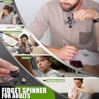 Fidget Spinner Toy for Adult Cool Gadgets Gifts for Teen Boy Metal Silent Figette Office Desk Toy Anxiety Stress Relief Item Quiet Calming Down Autism ADHD Tools Valentines Day Gifts for Him Men - style: blue