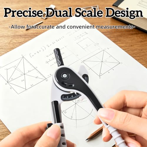 Unjoo Compass for Geometry Set, 6 Inch Protractor, Clear Plastic (Blue) - color: Blue