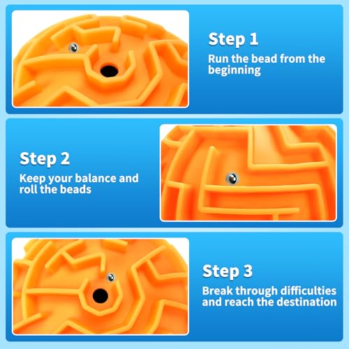 4Pcs 3D Puzzle Maze Ball Brain Teaser for Kids Boys Girls Age 6 7 8 - color: Blue,orange,green,red