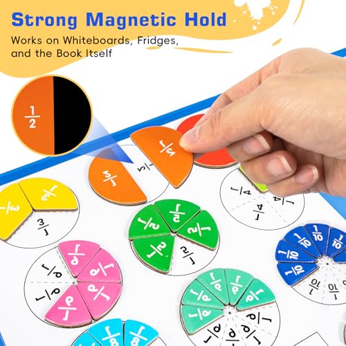 Magnetic Fraction Demonstration Book for Kids, Montessori Fraction Playbook with Tiles & Circles, Fraction Educational Puzzle Sets for Children, Math Manipulatives for Homeschool Classroom - size: Small