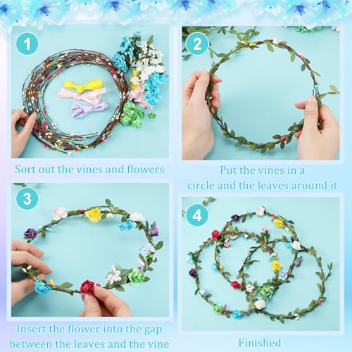 Syhood 20 Sets DIY Flower Crown Making Kit for Girls, Paper Rose - color: Paper Rose