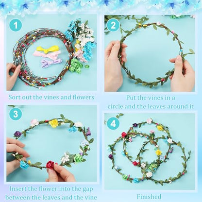 Syhood 20 Sets DIY Flower Crown Making Kit for Girls, Paper Rose - color: Paper Rose