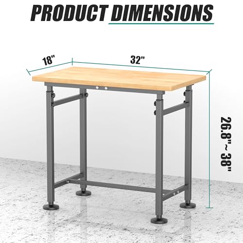 EVERHANGER Workbench for Garage, Adjustable Height Work Table - size: Small