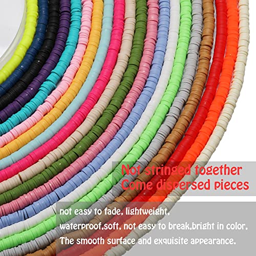 2000pcs Dark Grass Green Clay Beads for Bracelets Making, Flat Round Polymer Clay Beads 6mm Heishi Beads for Jewelry Making Earring Bracelets Necklace - color: Dark Grass Green 27