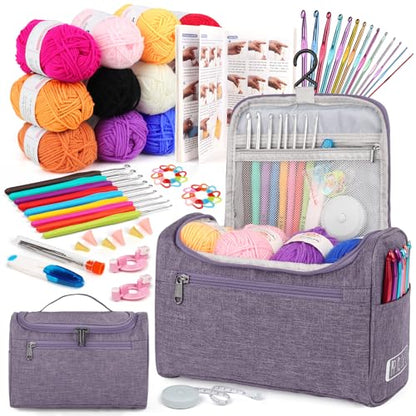 Aeelike Crochet Kit for Beginners Adults Kids, Complete Crochet Set, Purple - color: Purple