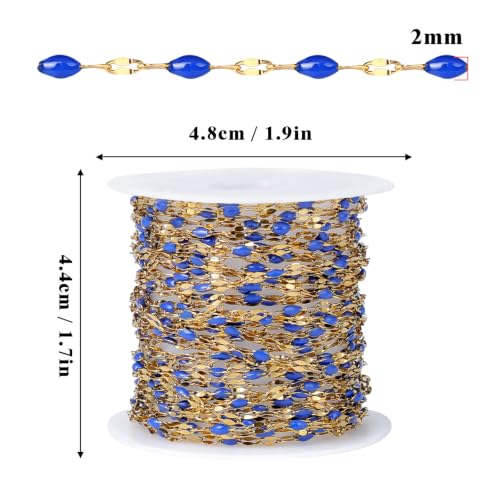 16.5FT Stainless Steel Enamel Chain 2MM Gold Lip Chain for Jewelry Making - color: gold(deep blue)
