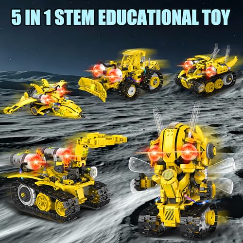 Yerloa Robot Building Kit STEM Gifts for Ages 8-13 with App & Remote Control, 5 in 1 Building Set Coding Robotic Toys for Ages 6 7 8 9 10 11 12 Years Old Boy Girl Easter Birthday Gifts (673pcs)