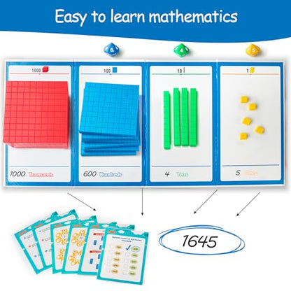 Base Ten Blocks Plastic 147 pcs Place Value Blocks with 3 dice