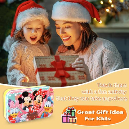 Puzzles for Kids Ages 4-6, 60 Piece Puzzles for Kids Ages 3-5 in Metal Box - color: Pink