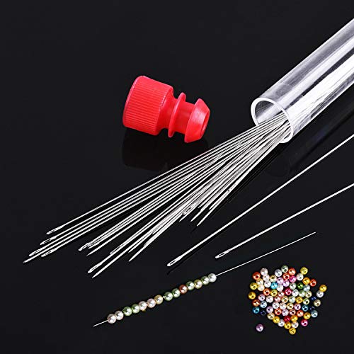 Extra Fine Thin Beading Embroidery Needles 40 Pcs - Long Straight Jewelry Making Needles with Threaders and Sewing Pin Cushion